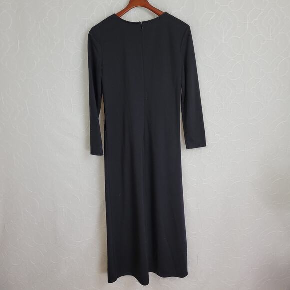 VTG Jessica Howard Velvet Maxi Dress Womens 12 Black on Black Velvet Witchy Goth - Picture 4 of 4